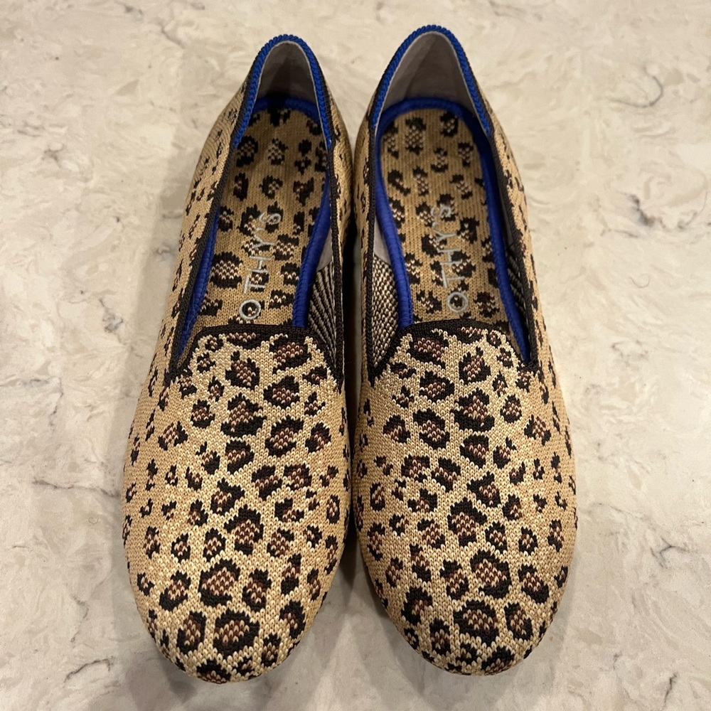 Rothy's Tan and Black Leopard Flats